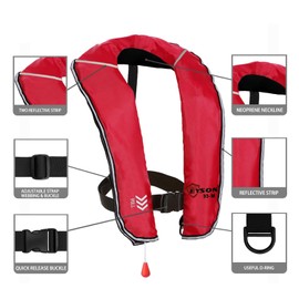 Eyson Inflatable Life Jacket Inflatable Life Vest for Adult Classic Manual (Red)