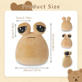 Alien Pou Plush Toy,8.6"/22cm Alien Plushie Stuffed Animal Cute Pou Doll Kawaii Plush Game Plush Toy for Kids Adults,Birthday Gifts for Boys Girls