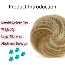 QKEPCY 2 x Claw Clip in Hair Bun for Women Girls Mini Messy Bun Hairpieces Bun with Clip Curly Hair Scrunchie Paired with 5 Pieces Floral Hair Clips