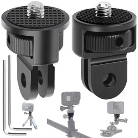 Mikqky Tripod Adapter, Aluminium 1/4 Inch Adapter Camera Mount, Rotatable Tripod Thread Adapter, 360° Adjustment Tripod Adapter, for GoPro Hero10, SJCAM and Other Action Cameras (Black)