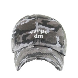 Carpe DM Vintage Baseball Cap Embroidered Cotton Adjustable Distressed Dad Hat Gray Camo