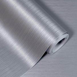 wishFIRE Silver Peel and Stick Wallpaper 15.7"×118" Metallic Textured Contact Paper Modern Waterproof Wall Paper Removable Self Adhesive Vinyl DIY Decor Wallpaper for Bedroom Kitchen Cabinets Fridge