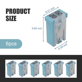 Zikefest 6PCS 20 Amp Fuse, 32V Car Micro Cartridge Fuses, Low Profile Mini Slotted Automotive Square Cartridge Fuse Kit, Replacement for Cars, Trucks and SUVs (Blue)