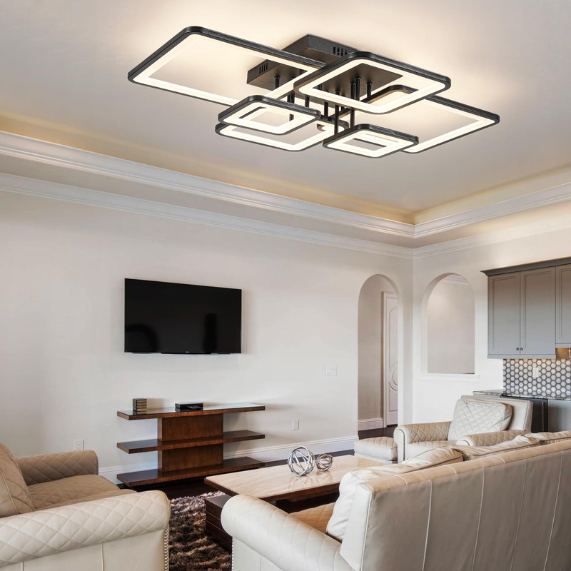 Shine LUEST Modern LED Ceiling Light Fixture Black Kitchen Lighting
