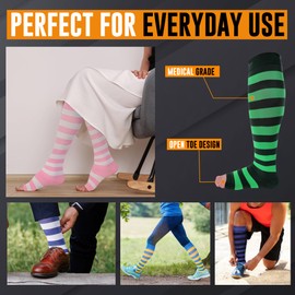 Doc Miller Calcetines de Compresión de Punta Abierta 1 par 15-20 mmHg Medias de Compresión Para Ejercicio, Recuperación, Dolores, Varices, Mangas para Pantorrillas Verde Oscuro Verde Claro, Mediano