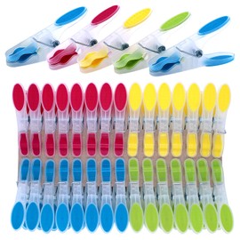 TETEWEVER Pack of 30 Clothes Pegs Without Imprint Plastic Clothes Pegs Weatherproof Colourful Clothes Pegs Soft Grip Clamps for Clothesline, Towel, Clothes, Socks