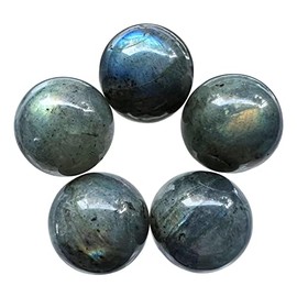 Ladeukoi Pack of 5 20 mm Round Stone Ball Set for Home Decoration, Crystal Polished Healing Gemstone Fengshui Mineral Jewellery Making, White Moonstone