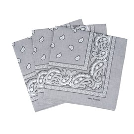 Laciteinterdite Set of 3 Paisley Bandanas for Men and Women, 57 x 57 cm One Size light grey