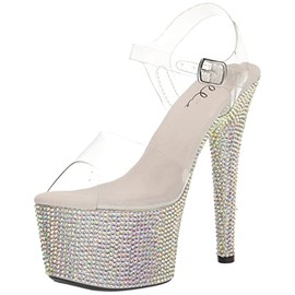 Ellie Shoes Women's 709-ZIAMOND Heeled Sandal, Silver, 7