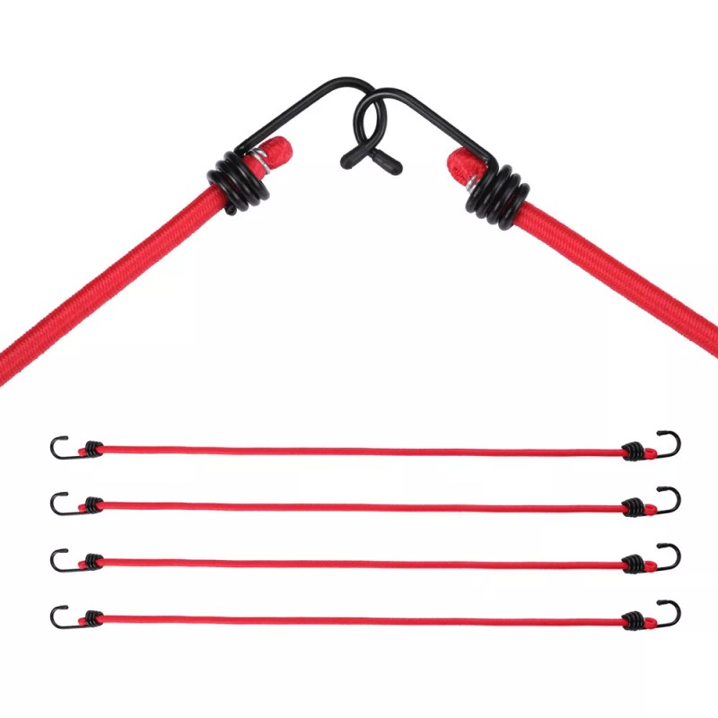 WORKPRO 24 Inch Bungee Cord with Hooks Red 4 Pack