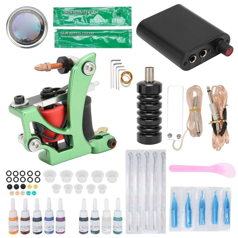 Complete Tattoo Kit Professional Coil Tattoo Machine Power Supply Pen