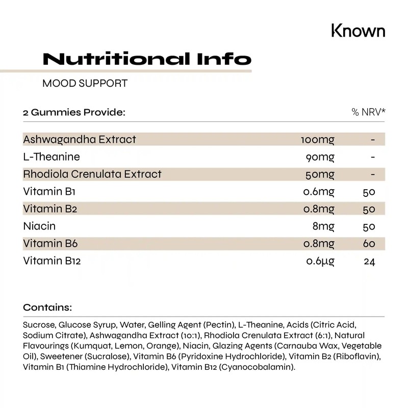 Mood Support Gummies by Known | Ashwagandha, Theanine & Rhodiola