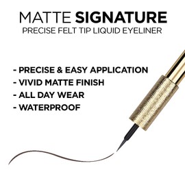 L'Oreal Paris Makeup Matte Signature Liquid Dip Eyeliner, Waterproof, Precise and Easy Application, All Day Wear, Vivid Matte Finish, Greige, 0.07 fl; Oz.