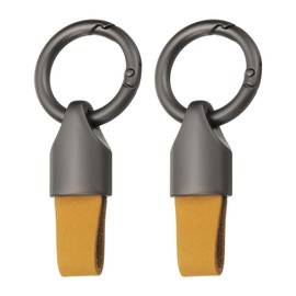 HARFINGTON 2pcs Car Key Chain Ring Clip 3.1" x 1.4" Small Leather Keychain Key Fob Key Fob Accessory with Keyrings for Home Car Keys, Dull Gunmetal Brown