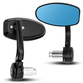 BREDUXSER Cafe Racer Oval 7/8" Bar End Side Mirrors - Black 22MM Anti-Vibration CNC Aluminum Universal Fit for Honda, Yamaha, Kawasaki, Suzuki