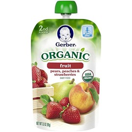 Gerber Organic 2nd Foods Purees - Pear Peaches & Strawberries - 3.5 oz - 6 pk