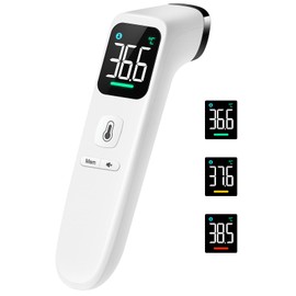 Non-Contact Fever Thermometer for Babies, Children and Adults, Infrared Forehead Thermometer with Ultra Clear LED Display, High Accuracy and Fever Alarm, White