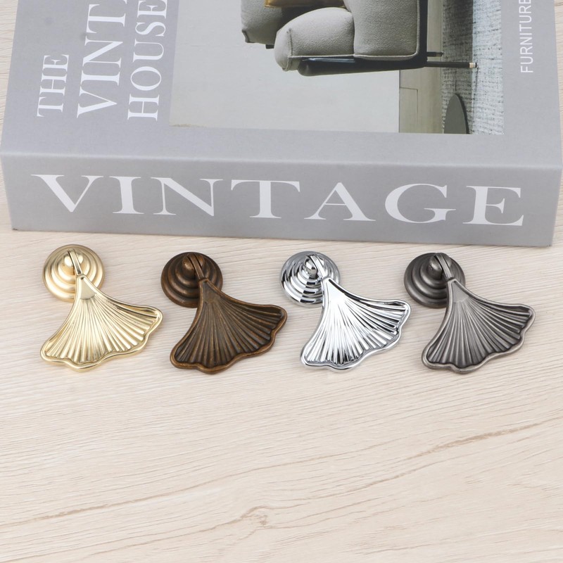 Brosay Gold Knobs Fashion Ginkgo Leaf Drawer Knobs Art Deco
