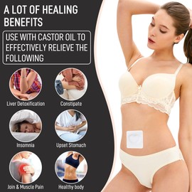 10Pcs Castor Oil Pack Wrap in Belly Button for Liver Detox, Highly Absorbent Self-Adhesive Castor Oil Wrap Organic Cotton, Anti-Seepage(Oil Not Included)