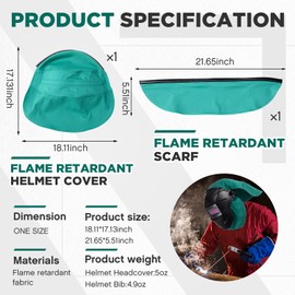Jecery 2 Pcs Welding Helmet Cover and Helmet Bib Set, Welding Accessories with Press Fit Seal for Neck Protection, Fits Most(Green)