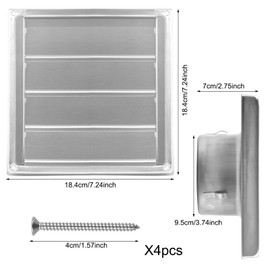 Pinsheng Stainless Steel Ventilation Grille with Check Flap, Weather Protection Grille Stainless Steel with Movable Slats, Outer Wall Assembly, Exhaust Air, Check Valve, Closes Automatically (100 mm)