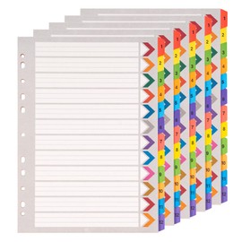 [Pack of 5] Index for A4 Folders, 12 Pieces, Coloured Dividers for Folder A4 Made of Cardboard with Numbers 1-12 Index, Folder Dividers A4