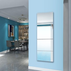 Full Length Mirror for Kids Safety Shatterproof Mirror, Plastic Wall Mirror, Made Of Acrylic Plexiglass Mirror,4 Pcs 13.5"x13.5", Long Bedroom Door Closet Mirror, Workout For Home Gym Body Mirror