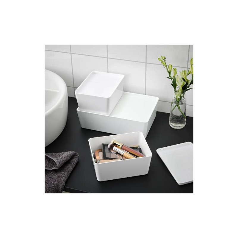 2 x Box with Lid, White, 13 x 18 x