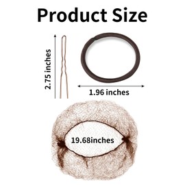 60 pcs Brown Invisible Hair Bun Net Set, 20pcs Elastic Edge Mesh Hair Nets, 40pcs Coffee U Shape Bun Pins for Girls, Women, Ballet Dancers, Catering, Updos