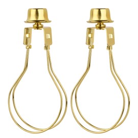 2 PACK Lamp Shade Light Bulb Clip Adapter, WEAVERBIRD Lamp Shade Harp Holder Adapter Kit Attaching Finial Top and Lampshade Levellers Spring Clip for Light Bulb,DIY Lighting Projects, Gold