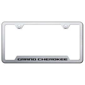 Au-TOMOTIVE GOLD Laser Etched Logo Cut-Out License Plate Frame for Jeep Grand Cherokee (Brushed Chrome)