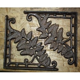 Vintage 4 Cast Iron Antique Style IVY Brackets Garden Braces Shelf Bracket HD Vine FERN