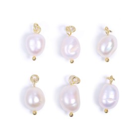 ALEXCRAFT 6 pieces freshwater pearl pendant, white pearls for threading shell pearls, baroque pearls, earrings, bracelet, necklace, pendant for jewellery making, Pearl, Pearl