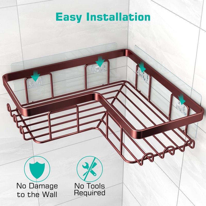 YASONIC Corner Shower Caddy, 3-Pack Adhesive Shower Caddy with Soap