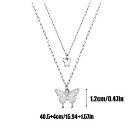 NTRUXZP Bohemian Butterfly Pendant Necklace Choker Silver Crystal Choker Layered Lace Chain Layered Women's Necklace with Pendant Women's Fashion Jewellery for Women and Girls, Plastic