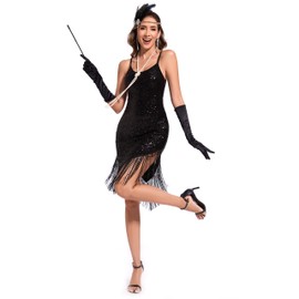 Pixiemain Women's 1920s Flapper Sequin Fancy Costume Dress For Great Gatsby Theme Party Dress-M