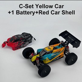 1:12 RC Cars Adults 40KM/H High-Speed 4WD RC Trucks 2.4GHz Remote Control Aluminum Alloy Underbody Monster Truck 2 Batteries Electric Gift for Racing - Style: C-Set Yellow Car+1 Battery+Red Car Shell