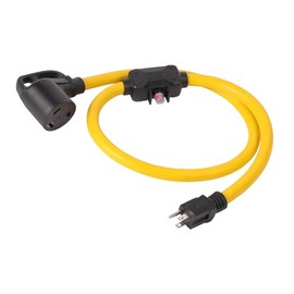NEMA 5-15P to TT-30R 120V 15 Amp 4 FT with Overload Current Protector 3 Prong Plug to 3 Prong Female Receptacle Extension Cable Power Cord Adapter
