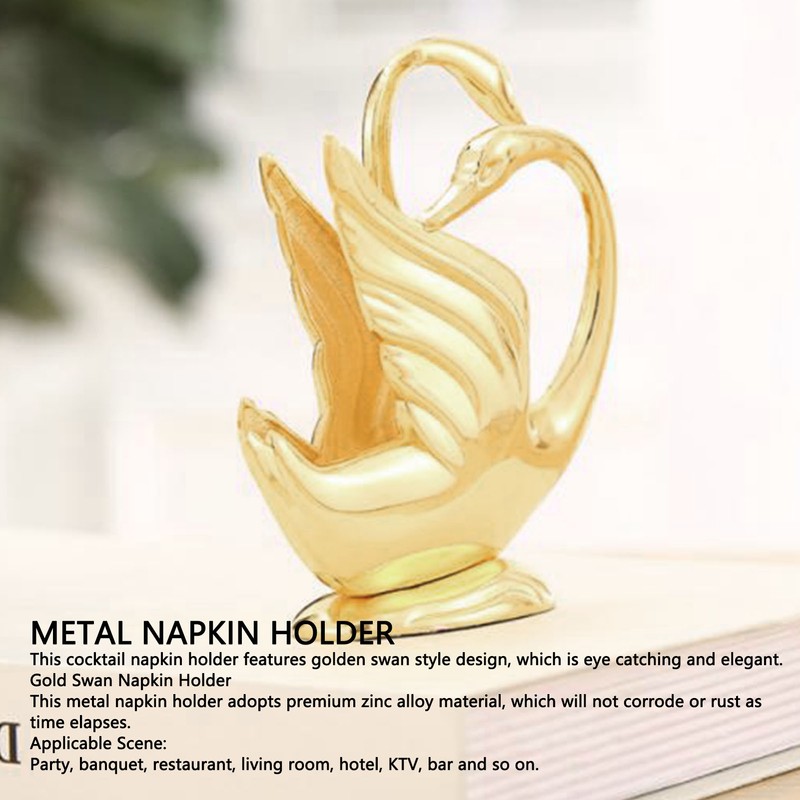Gold Napkin Holder Elegant Modern Tissue Dispenser Stand Zinc Alloy