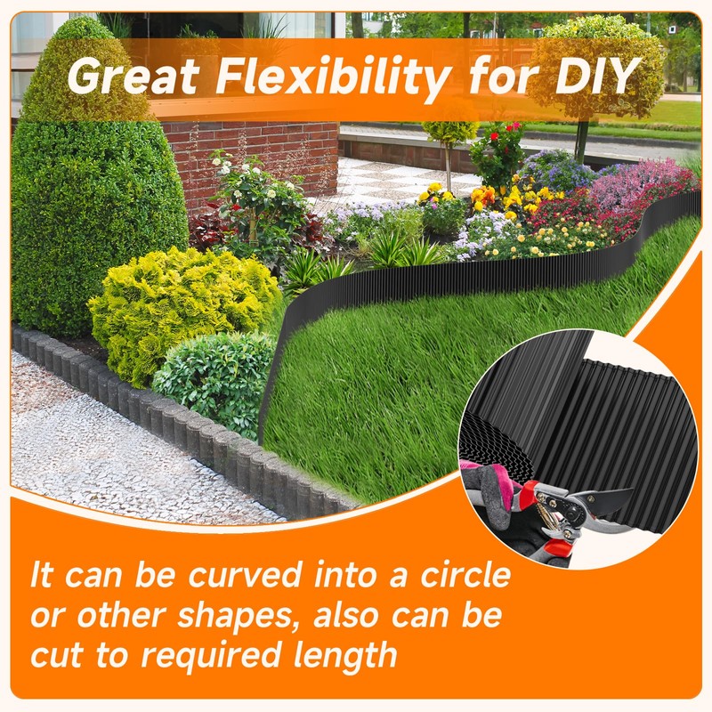 Corrugated Garden Edging,6"×40Ft Galvanized Steel Landscape Edging & Lawn Edging