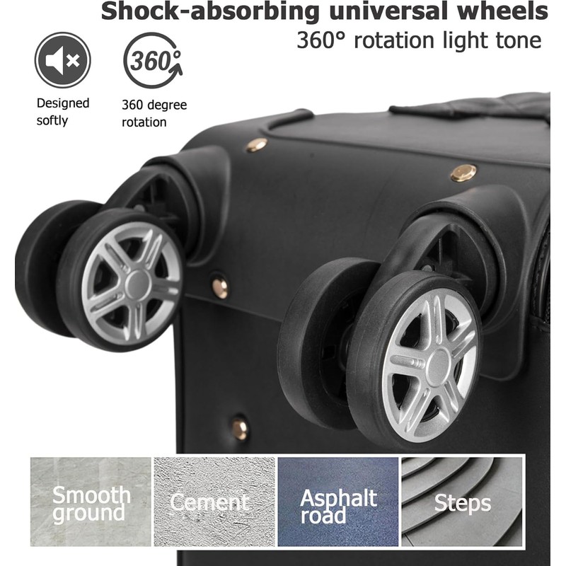 feilario 18in 2 Piece Set Travel Leather Softside Carry On