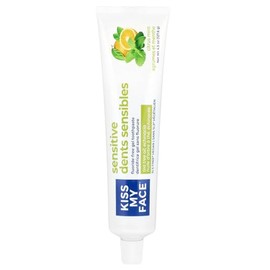 Kiss My Face Sensitive Citrus Mint Gel Toothpaste, Reduces Sensitivity, Removes Plaque And Prevents Tartar, With Added Tea Tree Oil, Aloe, And Echinacea, No Artificial Colors Or Flavors, 4.5 Oz
