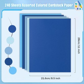 MixTeach 240 Sheets Assorted Blue Cardstock Paper 8.5 x 11" Medium Thick Card Stock 180gsm/65lb Printable Kraft Paper for Scrapbooking, Card Making, Invitations, DIY Art Craft Supplies