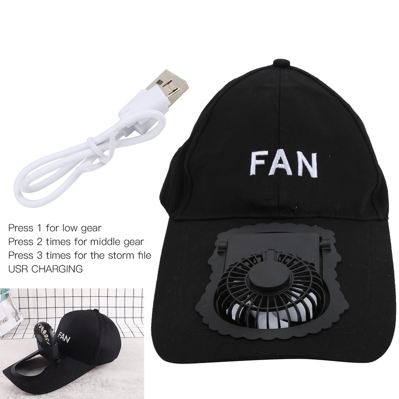 Portable USB Rechargeable Fan Hat Adjustable Adult Unisex Sun UV