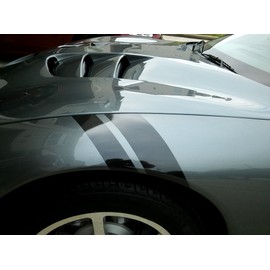 Clausen's World 2 and 3 Inch Fender Hash Mark Bars Gun Metal2 Carbon Fiber Vinyl Racing Stripes Decals, Fits Chevy Corvette C5, Both Sides, Black