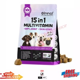 oimmal 15 in 1 Dog Multivitamins and Supplements, Dog Hip and Joint Supplement, 60 CT