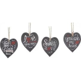 Unbranded 4 pc Valentine's Day Heart Ornaments - Faux Chalkboard