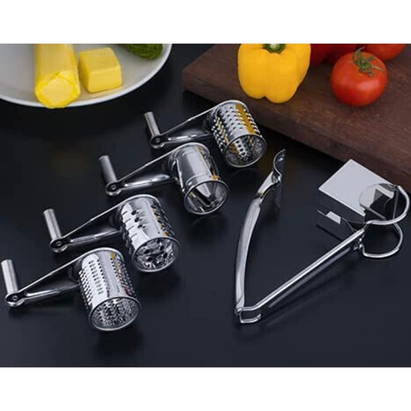 Cheese Grater Stainless Steel Vegetable Shredder Cutter Grinder 4 Drum