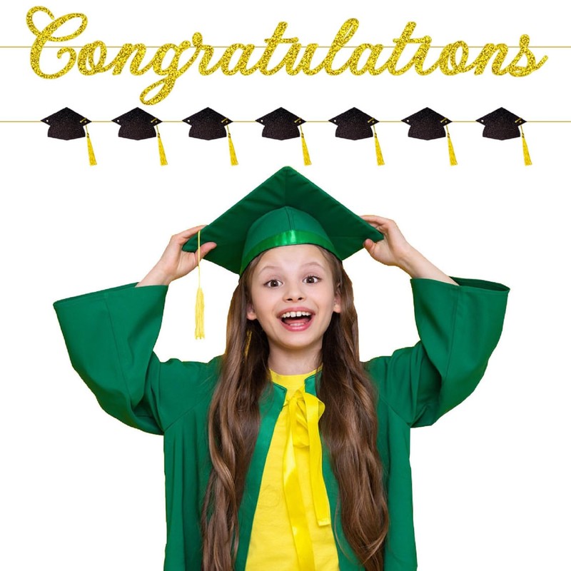 Pre-Strung Graduation Congratulations Banner No DIY Glitter Congratulation and Grad