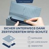 VON HEESEN Leather Wallet for Men and Women, lightblue, Portrait